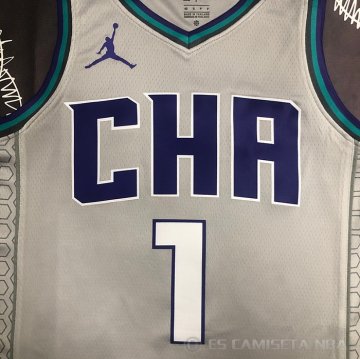 Camiseta LaMelo Ball #1 Charlotte Hornets Ciudad Edition Gris
