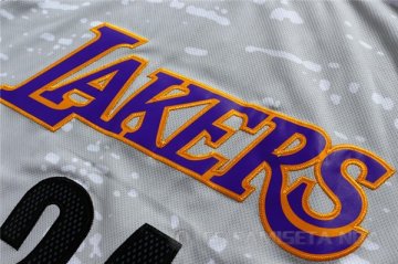 Camiseta Lakers Bryant #24 Luces de la ciudad Gris