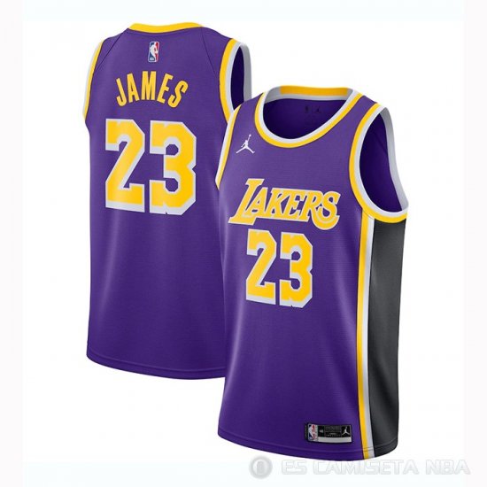 Camiseta LeBron James #23 Los Angeles Lakers Statement 2020-21 Violeta - Haga un click en la imagen para cerrar
