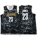 Camiseta LeBron James #23 Luces de la ciudad Los Angeles Lakers Negro
