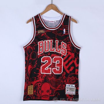 Camiseta Michael Jordan NO 23 Chicago Bulls Mitchell & Ness Hebru Brantley Negro