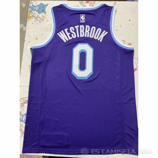 Camiseta Russell Westbrook NO 0 Los Angeles Lakers Ciudad 2021-22 Violeta - Haga un click en la imagen para cerrar