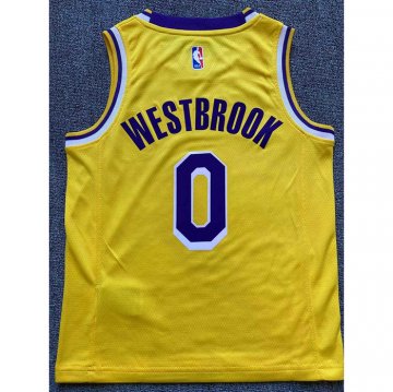 Camiseta Russell Westbrook #0 Los Angeles Lakers Nino Icon 2022-23 Amarillo