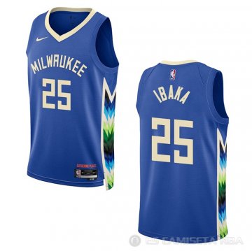 Camiseta Serge Ibaka #25 Milwaukee Bucks Ciudad 2022-23 Azul