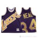 Camiseta Shaquille O'neal #34 Los Angeles Lakers Mitchell & Ness Big Face Violeta