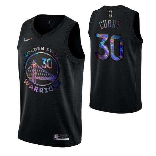 Camiseta Stephen Curry NO 30 Golden State Warriors Iridescent Logo Negro - Haga un click en la imagen para cerrar