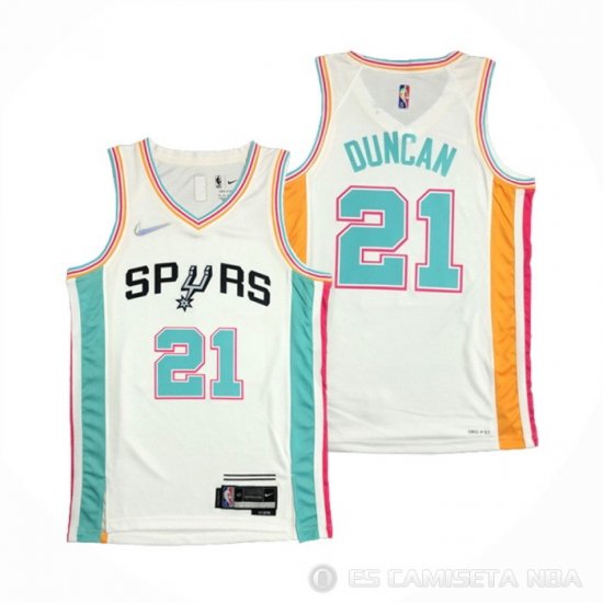 Camiseta Tim Duncan NO 21 San Antonio Spurs Ciudad 2021-22 Blanco - Haga un click en la imagen para cerrar
