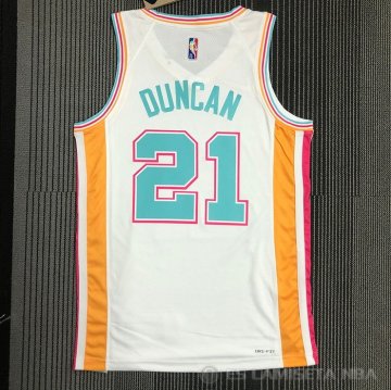 Camiseta Tim Duncan NO 21 San Antonio Spurs Ciudad 2021-22 Blanco