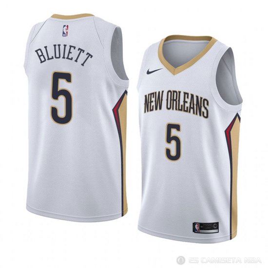 Camiseta Trevon Bluiett #5 New Orleans Pelicans Association 2017-18 Blanco - Haga un click en la imagen para cerrar