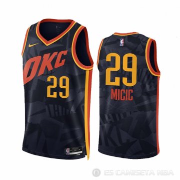 Camiseta Vasilije Micic #29 Oklahoma City Thunder Ciudad 2023-24 Negro