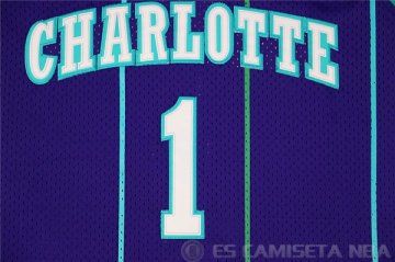 Camiseta Retro Bogues #1 Charlotte Hornets Purpura