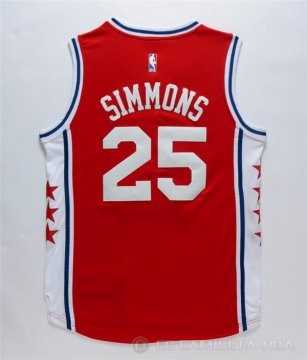 Camiseta 76ers #25 Simmons Rojo