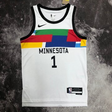 Camiseta Anthony Edwards #1 Minnesota Timberwolves Ciudad 2022-23 Blanco