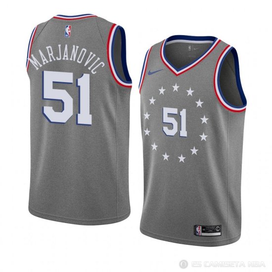 Camiseta Boban Marjanovic #51 Philadelphia 76ers Ciudad 2018-19 Gris - Haga un click en la imagen para cerrar