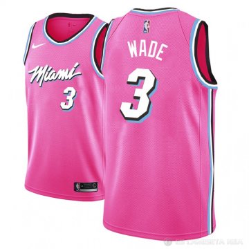 Camiseta Dwyane Wade #3 Miami Heat Earned 2018 Rosa