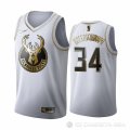 Camiseta Giannis Antetokounmpo #34 Golden Edition Milwaukee Bucks Blanco