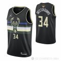 Camiseta Giannis Antetokounmpo NO 34 Milwaukee Bucks Statement 2021 Finals Negro