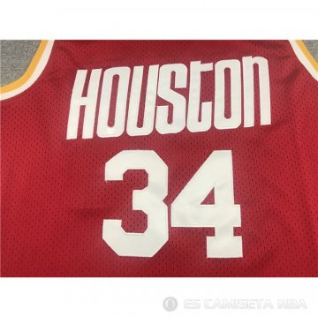 Camiseta Hakeem Olajuwon NO 34 Houston Rockets Mitchell & Ness 1993-94 Rojo