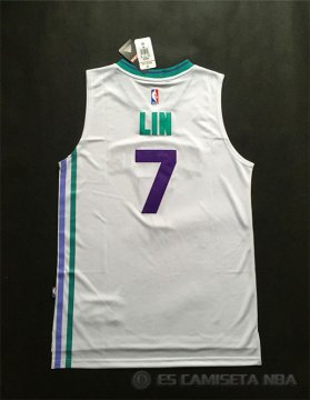 Camiseta Retro Lin #7 Charlotte Hornets Blanco