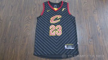 Camiseta James #23 Cleveland Cavaliers Autentico Nino 2017-18 Negro