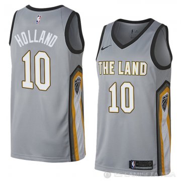 Camiseta John Holland #10 Cleveland Cavaliers Ciudad 2018 Gris