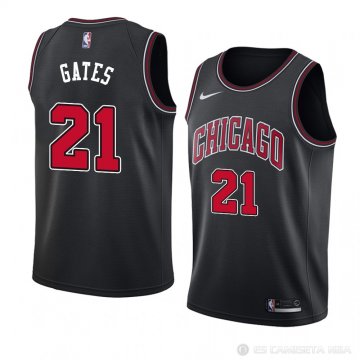 Camiseta Kaiser Gates #21 Chicago Bulls Statement 2018 Negro