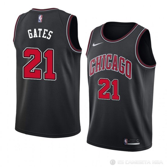 Camiseta Kaiser Gates #21 Chicago Bulls Statement 2018 Negro - Haga un click en la imagen para cerrar