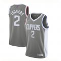 Camiseta Kawhi Leonard NO 2 Los Angeles Clippers Earned 2020-21 Gris