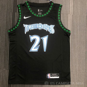 Camiseta Kevin Garnett NO 21 Minnesota Timberwolves Classic Negro