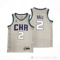 Camiseta LaMelo Ball #2 Charlotte Hornets Ciudad Edition Gris