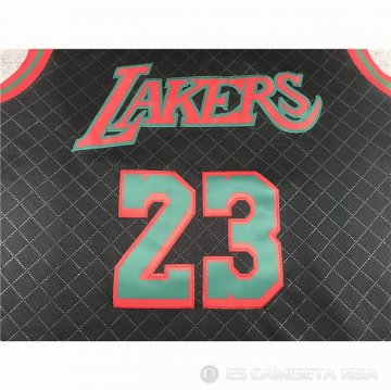 Camiseta Lebron James NO 23 Los Angeles Lakers Mitchell & Ness 2018-19 Negro