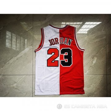 Camiseta Michael Jordan NO 23 Chicago Bulls Split Blanco Rojo