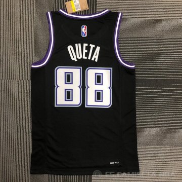 Camiseta Neemias Queta NO 88 Sacramento Kings Ciudad 2021-22 Negro