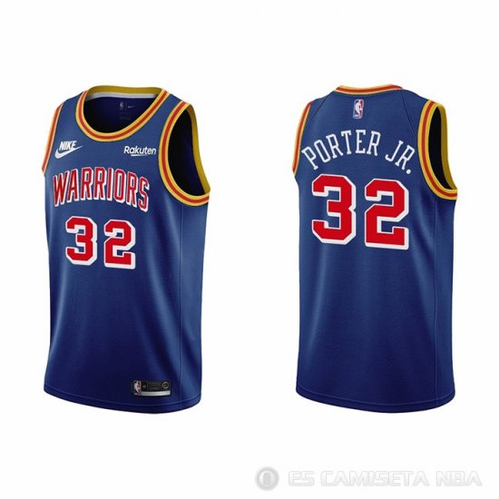 Camiseta Otto Porter Jr. NO 32 Golden State Warriors 75th Anniversary Azul - Haga un click en la imagen para cerrar