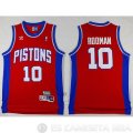 Camiseta Rodman #10 Detroit Pistons Rojo