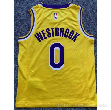 Camiseta Russell Westbrook #0 Los Angeles Lakers Nino Icon 2022-23 Amarillo