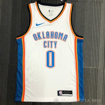 Camiseta Russell Westbrook NO 0 Oklahoma City Thunder Association Blanco