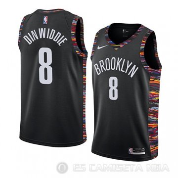 Camiseta Spencer Dinwiddie #8 Brooklyn Nets Ciudad 2019 Negro