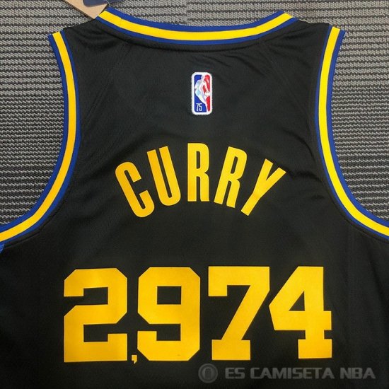 Camiseta Stephen Curry 2974th Golden State Warriors 3 Points Negro - Haga un click en la imagen para cerrar