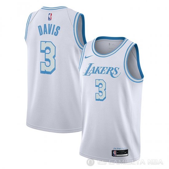 Camiseta Anthony Davis NO 3 Los Angeles Lakers Ciudad 2020-21 Blanco - Haga un click en la imagen para cerrar