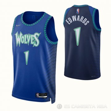 Camiseta Anthony Edwards #1 Minnesota Timberwolves Ciudad 2021-22 Azul