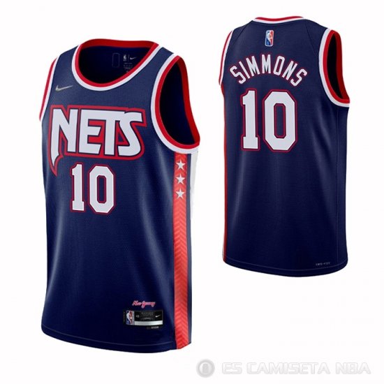 Camiseta Ben Simmons #10 Brooklyn Nets Ciudad 2021-22 Azul - Haga un click en la imagen para cerrar