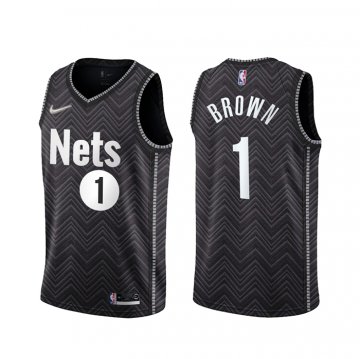 Camiseta Bruce Brown NO 1 Brooklyn Nets Earned 2020-21 Negro