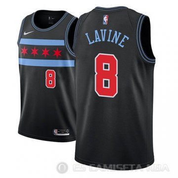 Camiseta Chicago Bulls Zach Lavine #8 Ciudad 2018-19 Negro