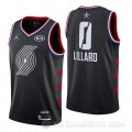 Camiseta Damian Lillard #0 All Star 2019 Portland Trail Blazers Negro