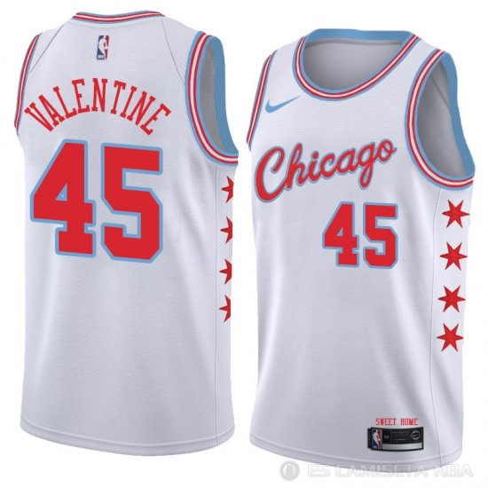 Camiseta Denzel Valentine #45 Chicago Bulls Ciudad 2018 Blanco - Haga un click en la imagen para cerrar