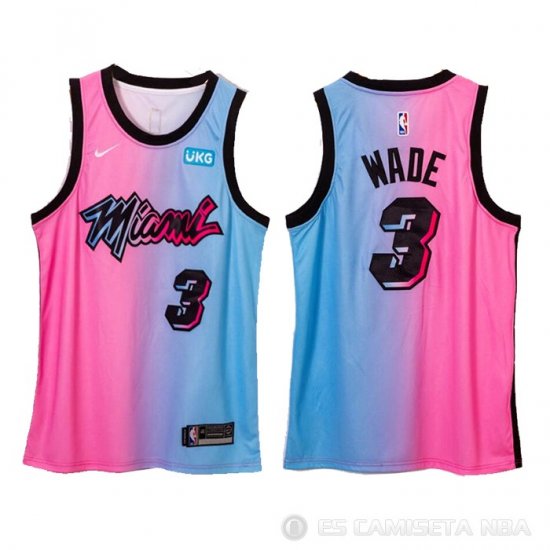 Camiseta Dwyane Wade #3 Miami Heat Ciudad 2020-21 Azul Rosa - Haga un click en la imagen para cerrar