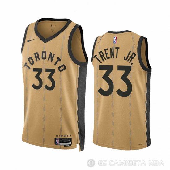 Camiseta Gary Trent JR. #33 Toronto Raptors Ciudad 2023-24 Oro - Haga un click en la imagen para cerrar
