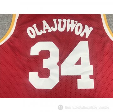 Camiseta Hakeem Olajuwon NO 34 Houston Rockets Mitchell & Ness 1993-94 Rojo