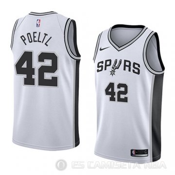 Camiseta Jakob Poeltl #42 San Antonio Spurs Association 2018 Blanco